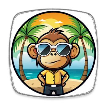Affe Lustige Cartoon Sommer Strand Sonnenbrille Cool - Viereckiger Kühlschrankmagnet - Weiß - Vorne