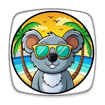 Koala Lustige Cartoon Sommer Strand Sonnenbrille Cool - Viereckiger Kühlschrankmagnet - Weiß - Vorne