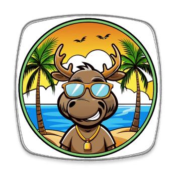 Elch Lustige Cartoon Sommer Strand Sonnenbrille Cool - Viereckiger Kühlschrankmagnet - Weiß - Vorne