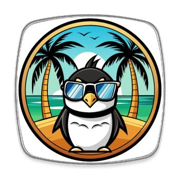 Penguin Funny Cartoon Summer Beach Sunglasses Cool - Square fridge magnet - white - Front