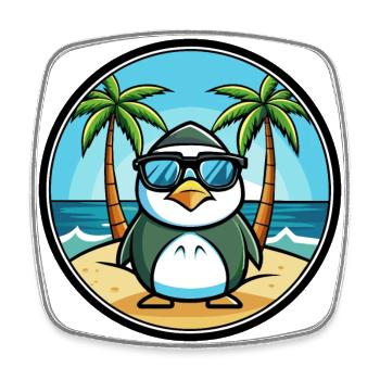 Penguin Funny Cartoon Summer Beach Sunglasses Cool - Square fridge magnet - white - Front