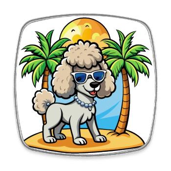 Pudel Hund Lustige Cartoon Sommer Strand Sonnenbrille - Viereckiger Kühlschrankmagnet - Weiß - Vorne