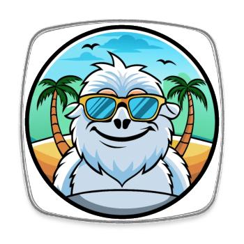 Yeti Lustige Cartoon Sommer Strand Sonnenbrille Aufkleber - Viereckiger Kühlschrankmagnet - Weiß - Vorne