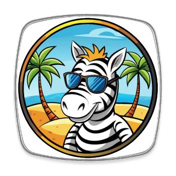Zebra Lustige Cartoon Sommer Strand Sonnenbrille Cool - Viereckiger Kühlschrankmagnet - Weiß - Vorne
