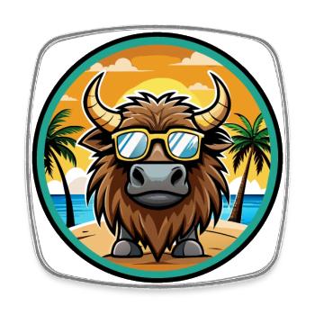 Bison Drôle Dessin Animé Plage Été Lunettes De Soleil Cool - Magnet carré - blanc - Devant
