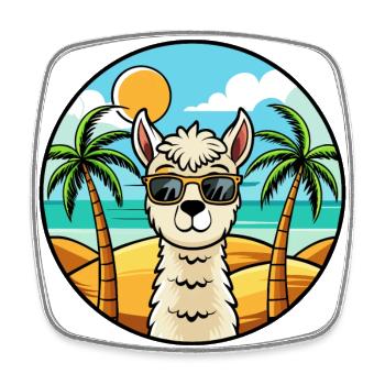 Alpaka Lustige Cartoon Sommer Strand Sonnenbrille Cool - Viereckiger Kühlschrankmagnet - Weiß - Vorne