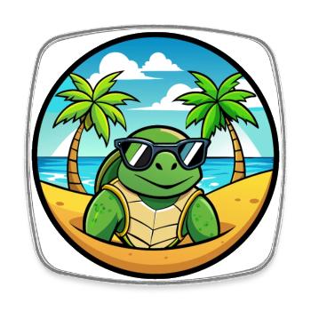 Schildkröte Lustige Cartoon Sommer Strand Sonnenbrille Cool - Viereckiger Kühlschrankmagnet - Weiß - Vorne