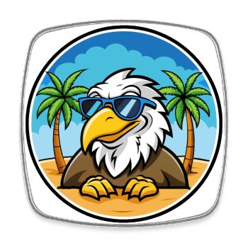 Adler Lustige Cartoon Sommer Strand Sonnenbrille Cool - Viereckiger Kühlschrankmagnet - Weiß - Vorne
