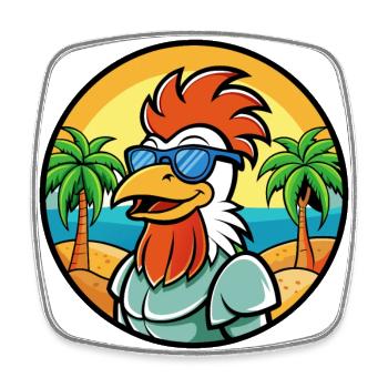 Coq Drôle Dessin Animé Plage D’été Lunettes De Soleil Cool - Magnet carré - blanc - Devant