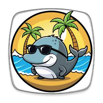 Baleine Drôle Dessin Animé Plage D’été Lunettes De Soleil Cool - Magnet carré - blanc - Devant