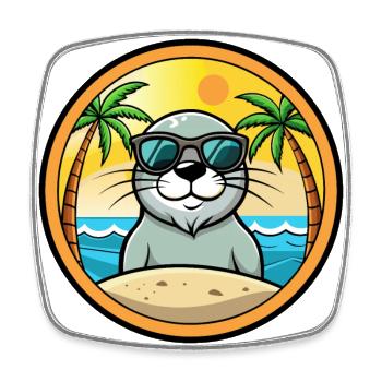 Siegel Lustige Cartoon Sommer Strand Sonnenbrille Aufkleber - Viereckiger Kühlschrankmagnet - Weiß - Vorne