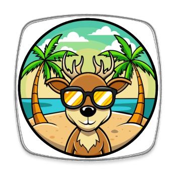 Hirsch Lustige Cartoon Sommer Strand Sonnenbrille Aufkleber - Viereckiger Kühlschrankmagnet - Weiß - Vorne