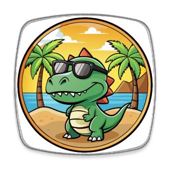 Dinosaurier Lustige Cartoon Sommer Strand Sonnenbrille - Viereckiger Kühlschrankmagnet - Weiß - Vorne