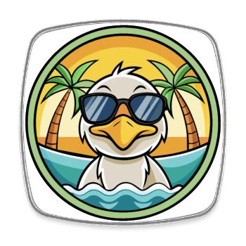 Ente Lustige Cartoon Sommer Strand Sonnenbrille Aufkleber - Viereckiger Kühlschrankmagnet - Weiß - Vorne