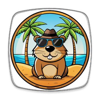 Marmotte Drôle Dessin Animé Plage Été Lunettes de soleil - Magnet carré - blanc - Devant