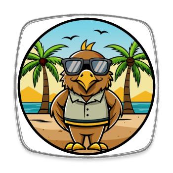 Hawk Lustige Cartoon Sommer Strand Sonnenbrille Aufkleber - Viereckiger Kühlschrankmagnet - Weiß - Vorne
