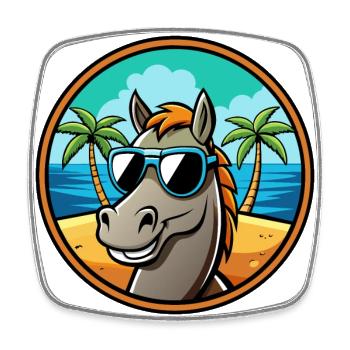 Pferd Lustig Cartoon Sommer Strand Sonnenbrille Cool - Viereckiger Kühlschrankmagnet - Weiß - Vorne