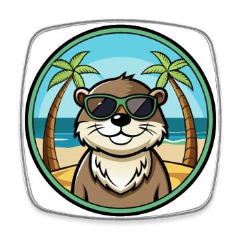 Otter Funny Cartoon Summer Beach Sunglasses Cool - Square fridge magnet - white - Front