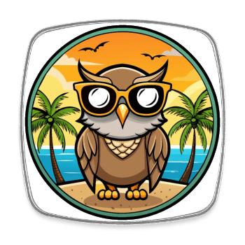 Eule Lustige Cartoon Sommer Strand Sonnenbrille Aufkleber - Viereckiger Kühlschrankmagnet - Weiß - Vorne
