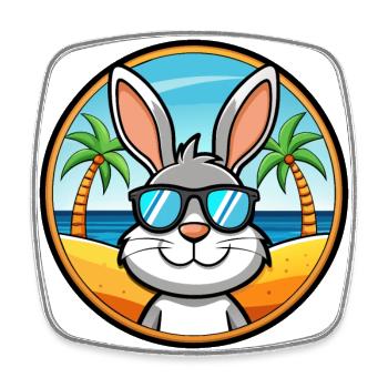 Rabbit Funny Cartoon Summer Beach Sunglasses Cool - Square fridge magnet - white - Front