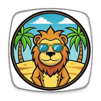 Löwe Lustige Cartoon Sommer Strand Sonnenbrille Aufkleber - Viereckiger Kühlschrankmagnet - Weiß - Vorne