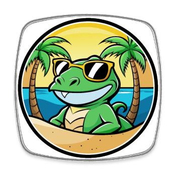 Lézard Drôle Dessin Animé Plage D’été Lunettes De Soleil Cool - Magnet carré - blanc - Devant