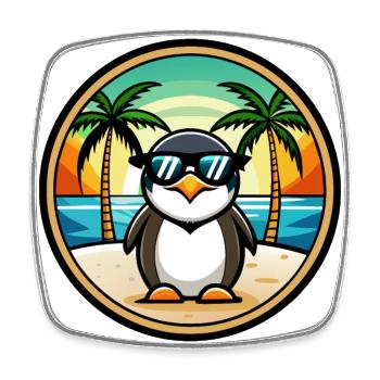 Penguin Funny Cartoon Summer Beach Sunglasses Cool - Square fridge magnet - white - Front
