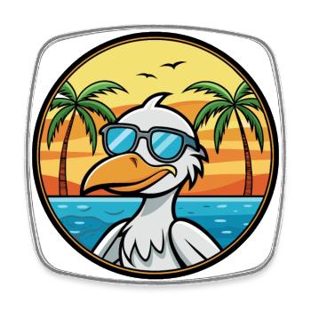 Pelikan Lustige Cartoon Sommer Strand Sonnenbrille Cool - Viereckiger Kühlschrankmagnet - Weiß - Vorne