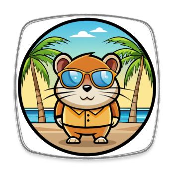 Hamster Funny Cartoon Summer Beach Sunglasses Cool - Square fridge magnet - white - Front