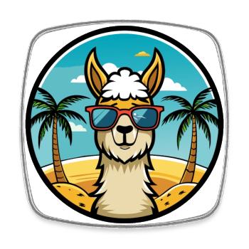 Llama Funny Cartoon Summer Beach Sunglasses Cool - Square fridge magnet - white - Front