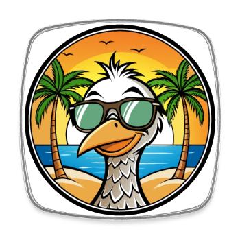 Straußen, Lustig, Cartoon, Sommer, Strand, Sonnenbrille, Cool - Viereckiger Kühlschrankmagnet - Weiß - Vorne