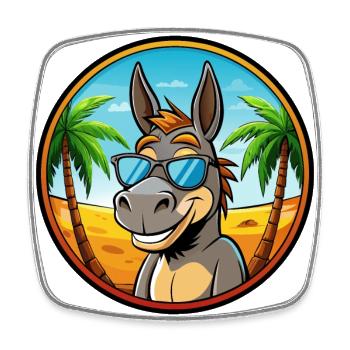 Âne Drôle Dessin Animé Plage D’été Lunettes De Soleil Cool - Magnet carré - blanc - Devant