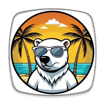 Polar Bear Funny Cartoon Summer Beach Sunglasses - Square fridge magnet - white - Front