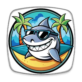 Hai Lustige Cartoon Sommer Strand Sonnenbrille Cool - Viereckiger Kühlschrankmagnet - Weiß - Vorne