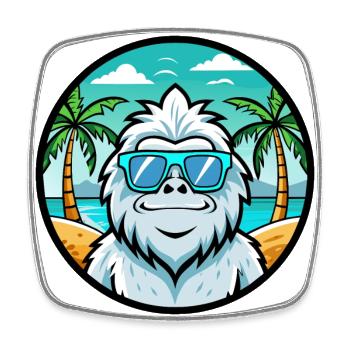 Yeti Lustige Cartoon Sommer Strand Sonnenbrille Aufkleber - Viereckiger Kühlschrankmagnet - Weiß - Vorne