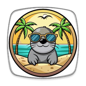 Siegel Lustige Cartoon Sommer Strand Sonnenbrille Aufkleber - Viereckiger Kühlschrankmagnet - Weiß - Vorne
