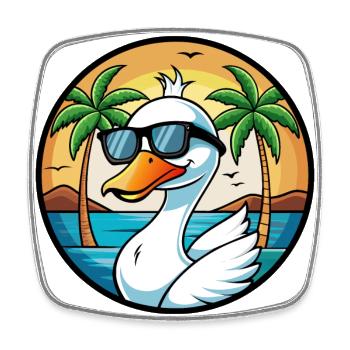 Schwan Lustige Cartoon Sommer Strand Sonnenbrille Aufkleber - Viereckiger Kühlschrankmagnet - Weiß - Vorne