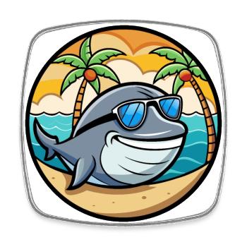 Baleine Drôle Dessin Animé Plage D’été Lunettes De Soleil Cool - Magnet carré - blanc - Devant