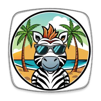 Zebra Lustige Cartoon Sommer Strand Sonnenbrille Cool - Viereckiger Kühlschrankmagnet - Weiß - Vorne