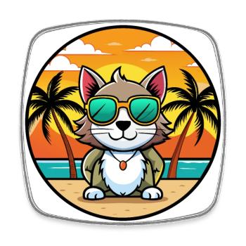 Bombai Cat Breed Cartoon Lunettes de soleil Beach - Magnet carré - blanc - Devant