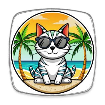Amerikanische Kurzhaarkatze Rasse Cartoon Sonnenbrille - Viereckiger Kühlschrankmagnet - Weiß - Vorne