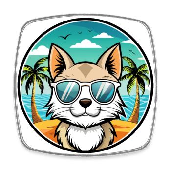 Balinese Cat Breed Cartoon Sunglasses Beach - Square fridge magnet - white - Front