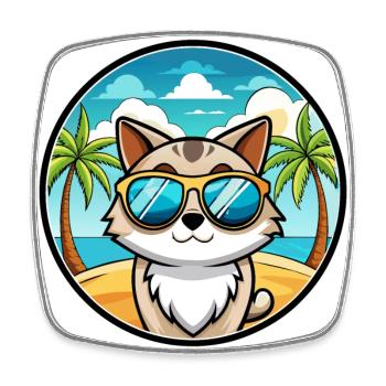 Birman Cat Breed Cartoon Sunglasses Beach - Square fridge magnet - white - Front