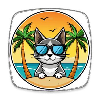 Bombay Cat Breed Cartoon Lunettes de soleil Beach - Magnet carré - blanc - Devant
