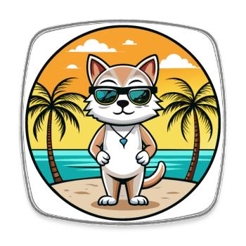 Burmilla Cat Breed Cartoon Lunettes de soleil Beach - Magnet carré - blanc - Devant