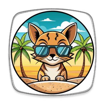 Chausie Cat Breed Cartoon Lunettes de soleil Beach - Magnet carré - blanc - Devant