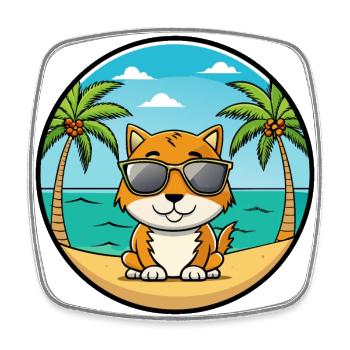 Chypre Chat Race Dessin Animé Lunettes De Soleil Plage - Magnet carré - blanc - Devant
