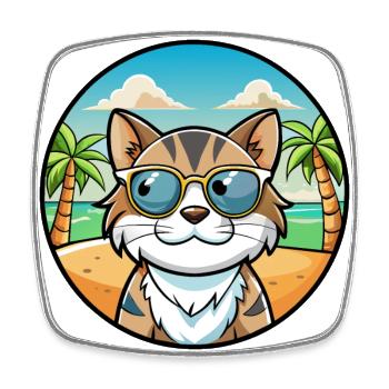 Verdünnte Kattunkatzenrasse Cartoon Sonnenbrille Strand - Viereckiger Kühlschrankmagnet - Weiß - Vorne