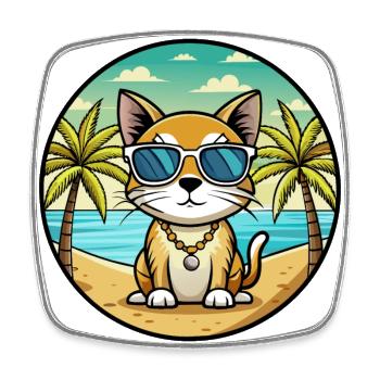 Europäische Burmakatzenrasse Cartoon Sonnenbrille Strand - Viereckiger Kühlschrankmagnet - Weiß - Vorne
