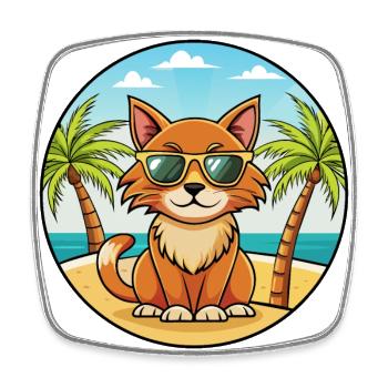 Havanna Braune Katzenrasse Cartoon Sonnenbrille Strand - Viereckiger Kühlschrankmagnet - Weiß - Vorne